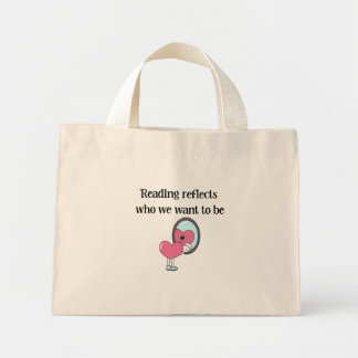 Bolso De Tela Diminuto Cita del espejo del corazón rosa que refleja la le
