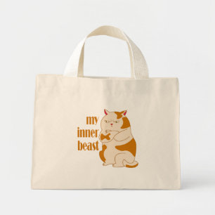 Bolso De Tela Diminuto Cita motivacional de gato gordo perezoso de mi bes