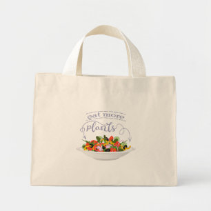 Bolso De Tela Diminuto Coma más plantas con letras de motivación de ensal