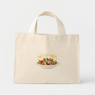 Bolso De Tela Diminuto Coma tus verduras Cita cuenco de ensaladas frescas