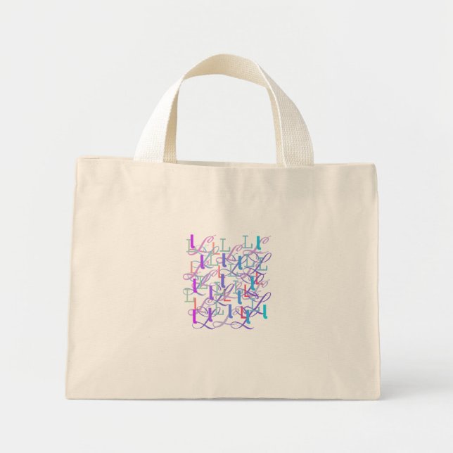 Bolso De Tela Diminuto Confeti de Letras "L" (Frente)