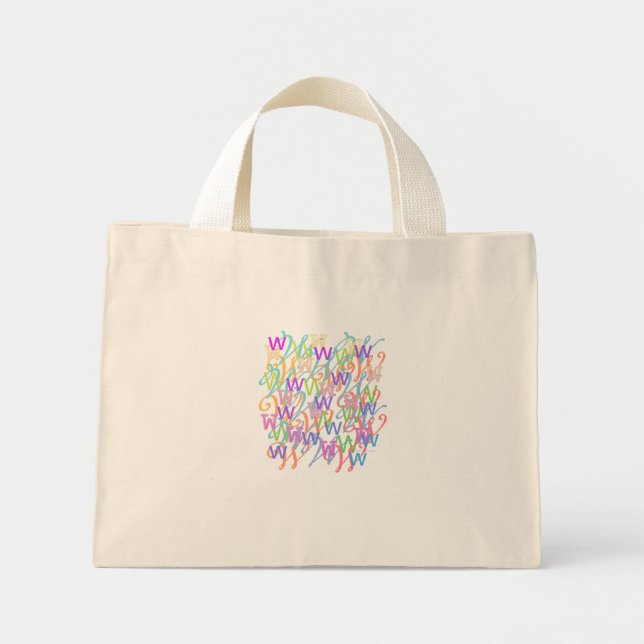 Bolso De Tela Diminuto Confeti de Letras "W" (Frente)