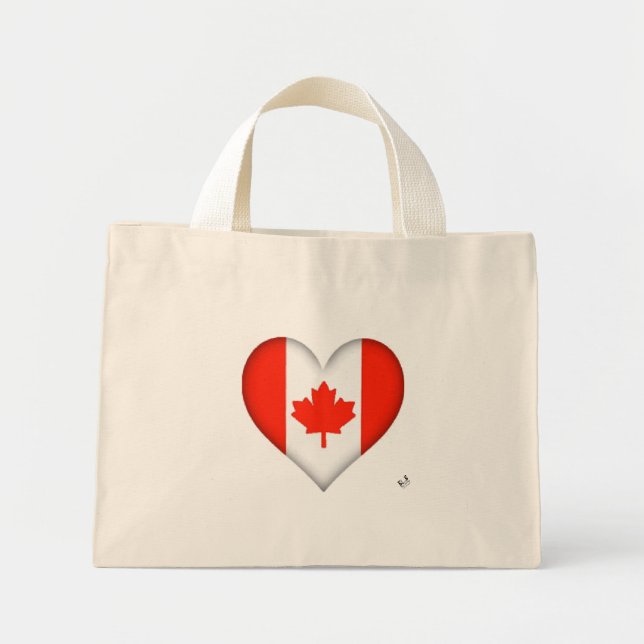 Bolso De Tela Diminuto Corazón de bandera canadiense (Frente)