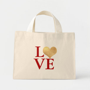 Bolso De Tela Diminuto Corazón de Oro Falso Foil, Amor