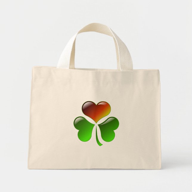 Bolso De Tela Diminuto Corazón de Shamrock (Frente)