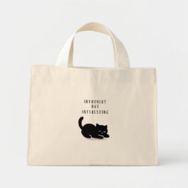 Bolso De Tela Diminuto Cota Personalizada Gato Negro Introvertido Pero In