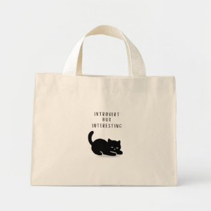 Bolso De Tela Diminuto Cota Personalizada Gato Negro Introvertido Pero In
