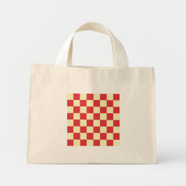 Bolso De Tela Diminuto Cottagecore Vintage Cuadros Rojos 