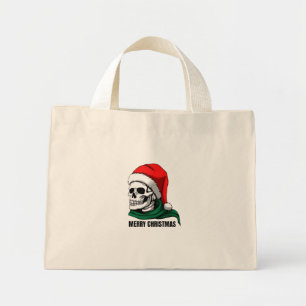 Bolso De Tela Diminuto Cráneo de Navidad Gótico con Sombrero de Santa – A