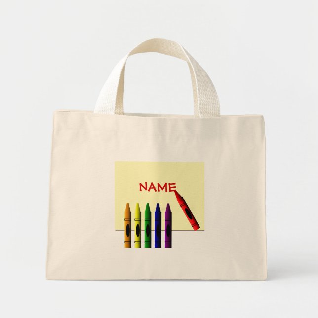 Bolso De Tela Diminuto Crayons Color my Name Tote Bag (Frente)