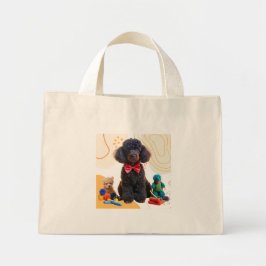 Bolso De Tela Diminuto Cuidadosamente negro caniche Chenille Tote Bag