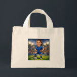 Bolso De Tela Diminuto Custom Photo-Face Soccer/Football Star Caricature<br><div class="desc">Two Designs in One: The Ultimate Personalized Soccer Fan Tote Bag! Double the style and double the spirit with our customizable soccer caricature tote bag. This versatile bag is a game-changer, featuring two distinct designs to match your mood. On one side, you’ll find a vibrant, high-energy soccer caricature of a...</div>