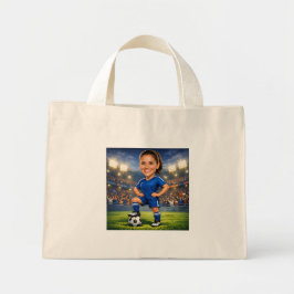 Bolso De Tela Diminuto Custom Photo-Face Soccer/Football Star Caricature 