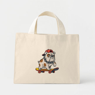 Bolso De Tela Diminuto Cute Bulldog Skater and Cat Astronaut Two-Sided To