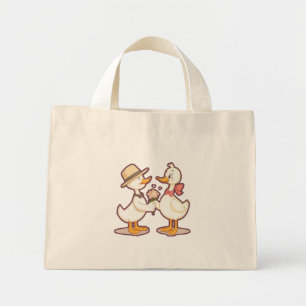 Bolso De Tela Diminuto Cute Duck Couple