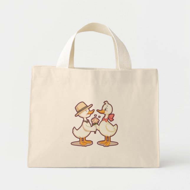 Bolso De Tela Diminuto Cute Duck Couple (Frente)