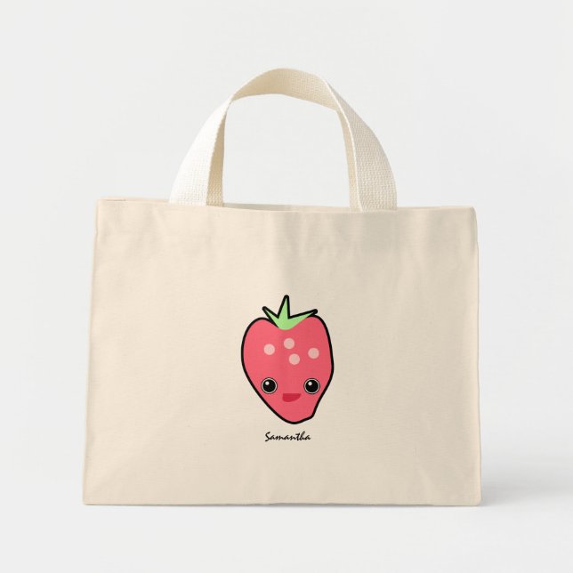 Bolso De Tela Diminuto Cute Kawaii Strawberry (Frente)