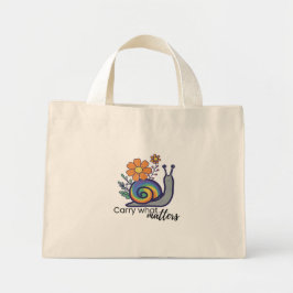 Bolso De Tela Diminuto Cute Retro Rainbow Snail Tote Bag, Canvas