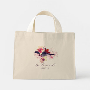 Bolso De Tela Diminuto Dama de honor de flor de cerezo borgoña elegante
