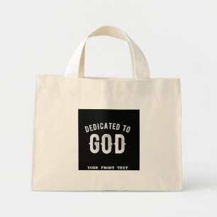 BOLSO DE TELA DIMINUTO DEDICADO A DIOS PERSONALIZABLE GUAY TEXTO BLANCO