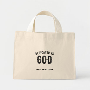 BOLSO DE TELA DIMINUTO DEDICADO A DIOS PERSONALIZABLE GUAY TEXTO NEGRO