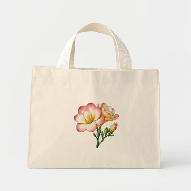 Bolso De Tela Diminuto Diseño de flores de Freesia (Frente)