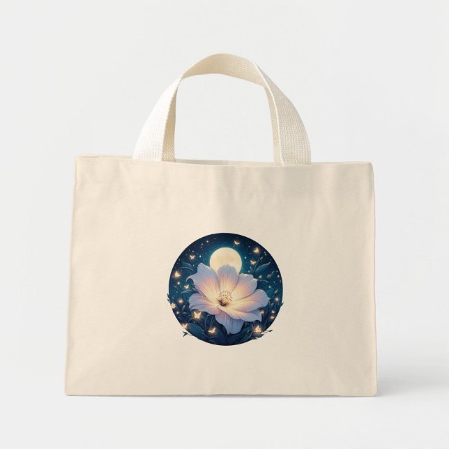 Bolso De Tela Diminuto Diseño de flores lunares (Frente)