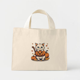 Bolso De Tela Diminuto Diseño de gatos de Halloween
