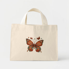 Bolso De Tela Diminuto Diseño de mariposa naranja