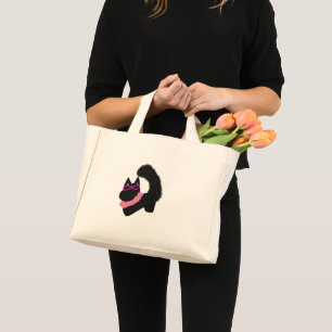 Bolso De Tela Diminuto Disfraz de gato negro de Halloween rosa