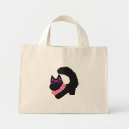 Bolso De Tela Diminuto Disfraz de gato negro de Halloween rosa