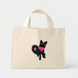 Bolso De Tela Diminuto Disfraz de perro negro de Halloween rosa