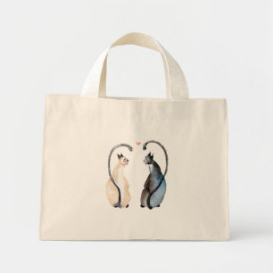Bolso De Tela Diminuto Dos gatos enamorados