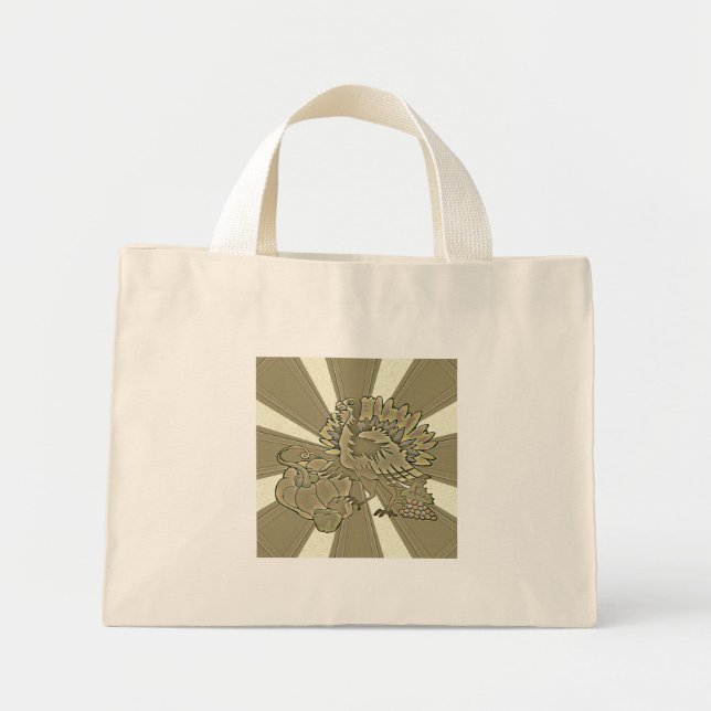 Bolso De Tela Diminuto El Día de Acción de Gracias tallado Turquía - (Frente)