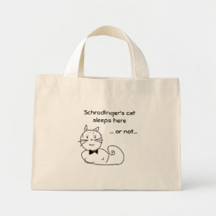 Bolso De Tela Diminuto El gato de Schrodinger duerme aquí...