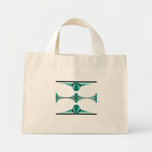 Bolso De Tela Diminuto Elementos Art Deco en verde azulado
