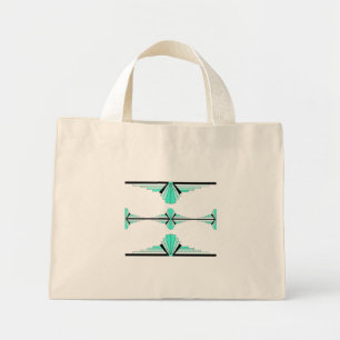 Bolso De Tela Diminuto Elementos Art Deco en verde azulado pastel
