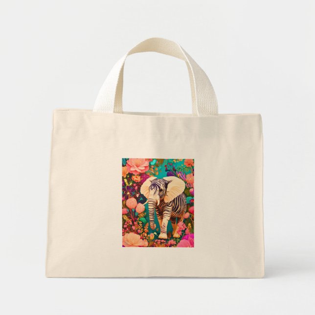 Bolso De Tela Diminuto Éléphant-zèbre graphique (Frente)