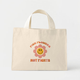 Bolso De Tela Diminuto Elige Flores, No Peleas. Boho Daisy