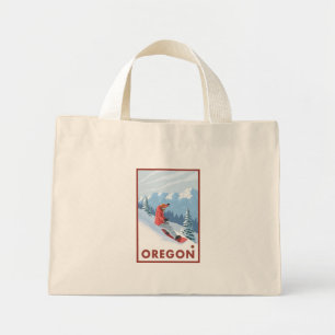 Bolso De Tela Diminuto Escena de snowboarder - Oregón