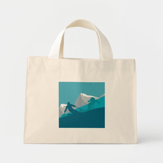 Bolso De Tela Diminuto Esquí alpino (Frente)