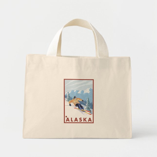 Bolso De Tela Diminuto Esquí de nieve cuesta abajo - Alaska (Frente)