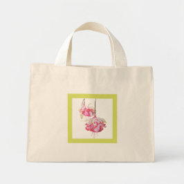 Bolso De Tela Diminuto Exóticas Fuchsias en un pequeño Tote