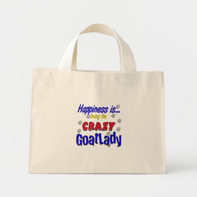 Bolso De Tela Diminuto Felicidad Crazy Goatlady (Frente)