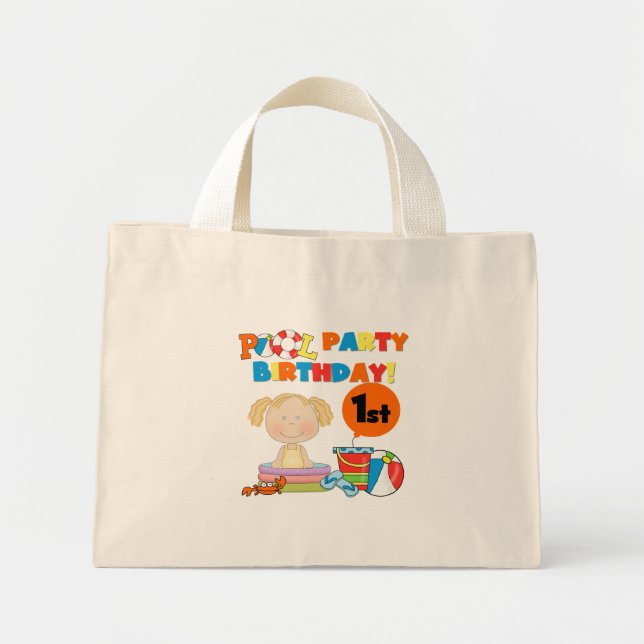 Bolso De Tela Diminuto Fiesta de piscina camisetas de cumpleaños y regalo (Frente)