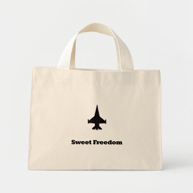 Bolso De Tela Diminuto Fighter Jet Sweet Freedom (Frente)