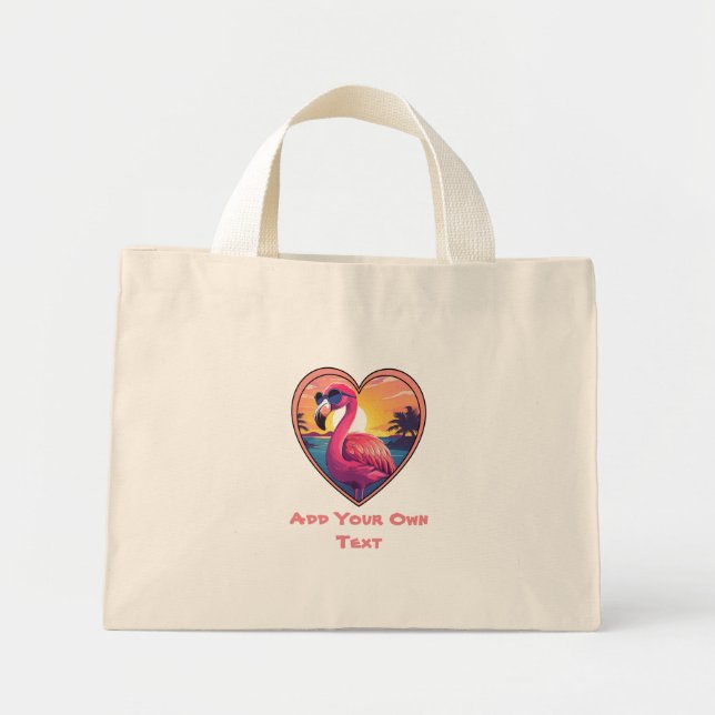 Bolso De Tela Diminuto Flamingo en la playa (Frente)