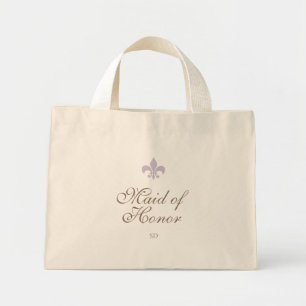 Bolso De Tela Diminuto Fleur de Lis malva de honor inicial