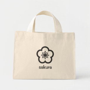 Bolso De Tela Diminuto Flor de cerezo negra suave
