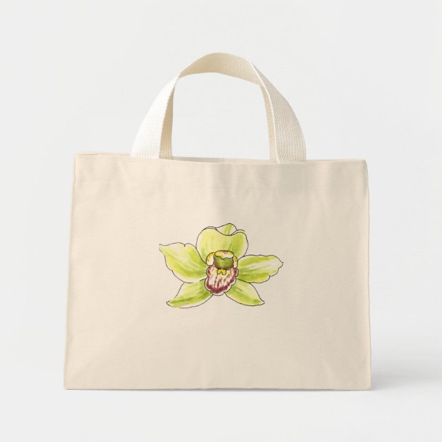 Bolso De Tela Diminuto Flor de cimbidio (Frente)